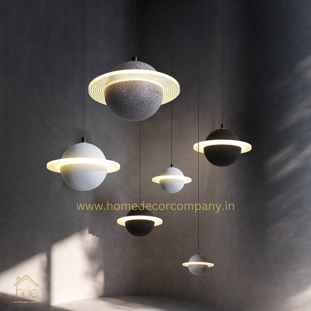 Hdc Modern LED Planet Shape Industrial Cement Hanging Lamps for Restaurant Bar Island Kitchen