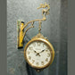 HDC Modern Double-Sided Wall Clock With a Decorative Golden Frame and a Deer Figurine on Top