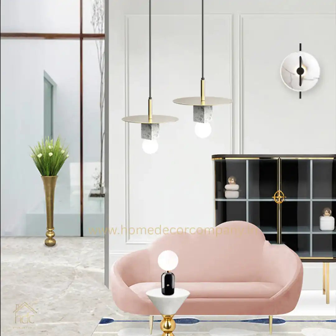 Hdc Nordic Modern Pendant Lamp for Beside Bedroom Square Shape Marble Living Dinning Room Light Creative Hanging Terrazzo Pendant Lighting (White)