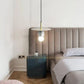 Hdc Nordic Modern Pendant Lamp for Beside Bedroom Square Shape Marble Living Dinning Room Light Creative Hanging Terrazzo Pendant Lighting (White)