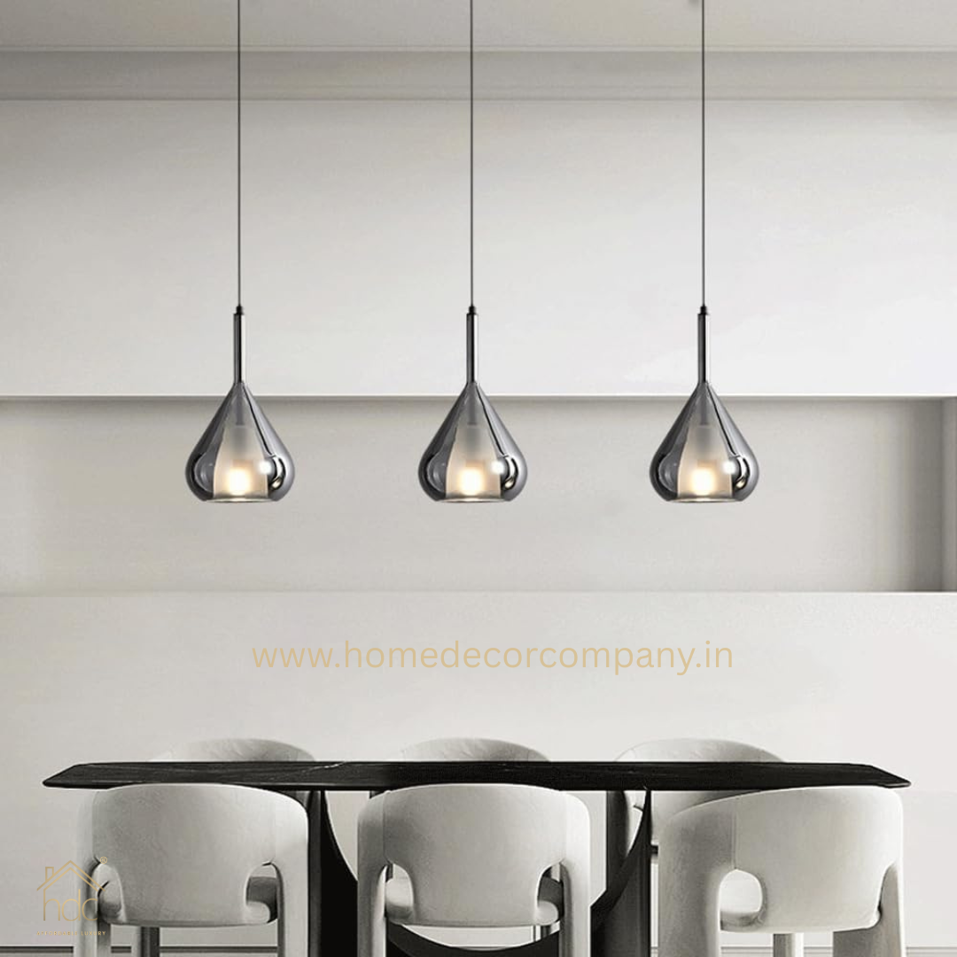 HDC Minimalist Creative Chandelier, E27 Screw Ceiling Lighting Fixtures, Nordic Personality Metal Glass Pendant Light, Balcony Decoration Hanging Lamp