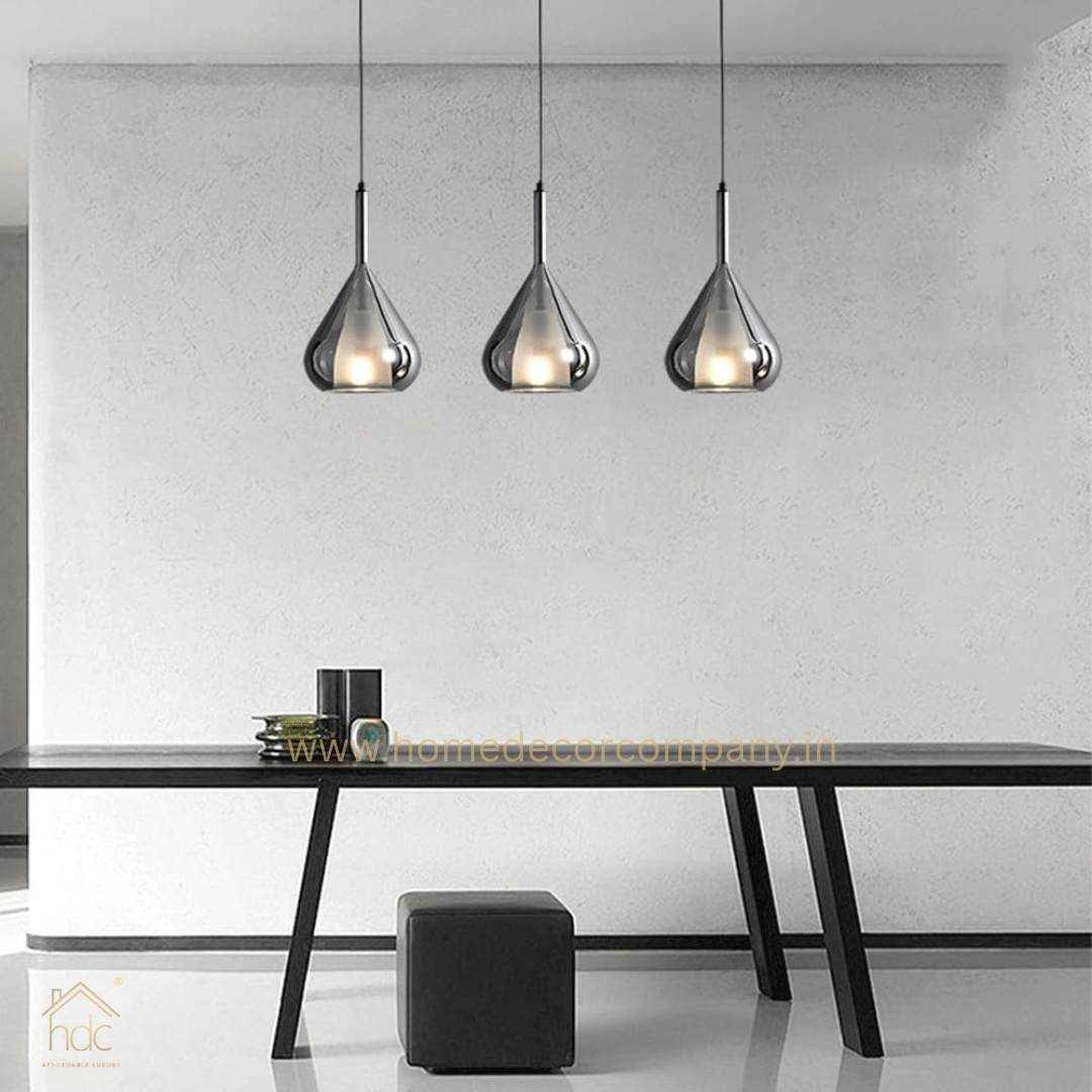 HDC Minimalist Creative Chandelier, E27 Screw Ceiling Lighting Fixtures, Nordic Personality Metal Glass Pendant Light, Balcony Decoration Hanging Lamp