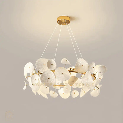 HDC Unique Design Hotel Lobby Restaurant Lighting Customized Luxury Modern Lotus Leaf Shaped Ceramic Led Chandelier