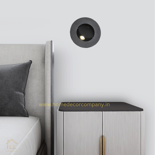 HDC LED 6W Black Bedside Wall Light with Pop Up Adjustable Spot - Warm White