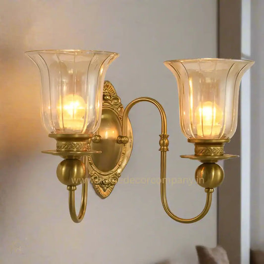 HDC 2 Light Vintage Brass Gold Metal Wall Light for Living Room Drawing Room Bedroom