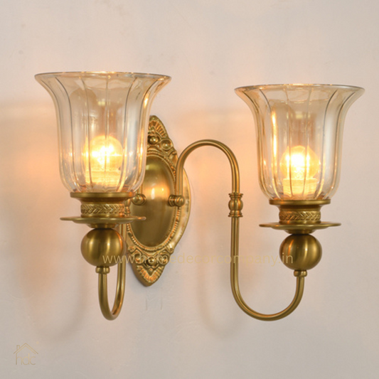 HDC 2 Light Vintage Brass Gold Metal Wall Light for Living Room Drawing Room Bedroom