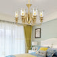 HDC 6 Light Champagne Glass Brass Italian Chandelier Light for Dining Hall