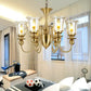 HDC 6 Light Champagne Glass Brass Italian Chandelier Light for Dining Hall