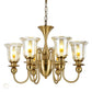 HDC 6 Light Champagne Glass Brass Italian Chandelier Light for Dining Hall