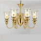 HDC 6 Light Champagne Glass Brass Italian Chandelier Light for Dining Hall