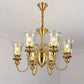 HDC 6 Light Champagne Glass Brass Italian Chandelier Light for Dining Hall