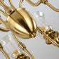 HDC 6 Light Champagne Glass Brass Italian Chandelier Light for Dining Hall