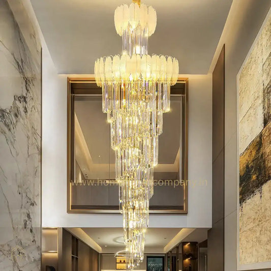 HDC 1800MMX600MM K9 CRYSTAL LED DOUBLE HEIGHT STAIR CHANDELIER - WARM WHITE