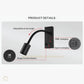 HDC Led Black Gooseneck LED Reading Wall Light with USB Charging - Tricolor