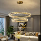 Hdc 2 Ring Tilt Crystal LED Chandelier Hanging Suspension Lamp- Tricolor