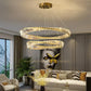 Hdc 2 Ring Tilt Crystal LED Chandelier Hanging Suspension Lamp- Tricolor