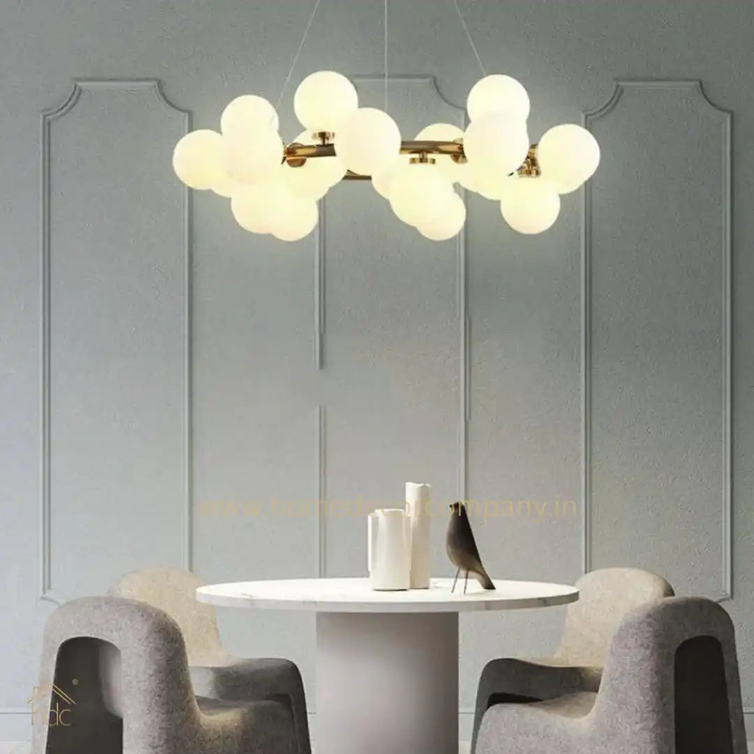 Hdc Luxurious 25-Light Frosted Ball Round Chandelier for Dining Room