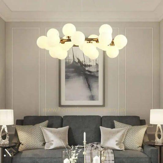 Hdc Luxurious 25-Light Frosted Ball Round Chandelier for Dining Room