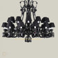HDC 15 Light Shade Black Glass Italian Chandelier Ceiling Light Hanging - Warm White