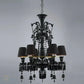 HDC 8 Light Shade Black Glass Italian Chandelier Ceiling Light Hanging - Warm White