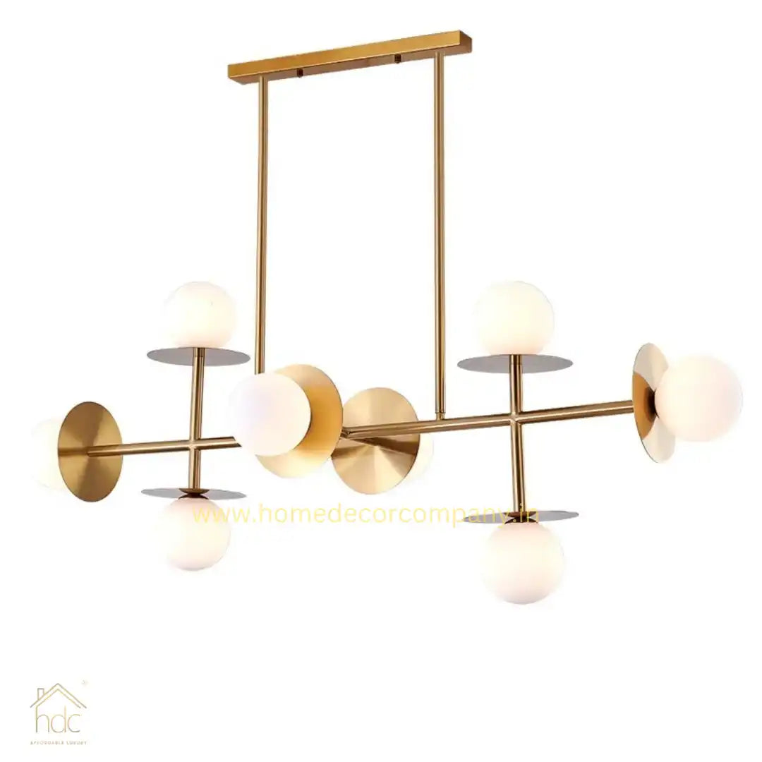 HDC Golden Metal Brass Ball Lighting Modern Hotel Dinning Room Decorative Hanging Pendant Lighting LED Linear Chandelier