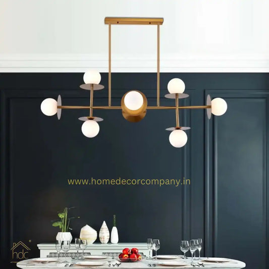 HDC Golden Metal Brass Ball Lighting Modern Hotel Dinning Room Decorative Hanging Pendant Lighting LED Linear Chandelier