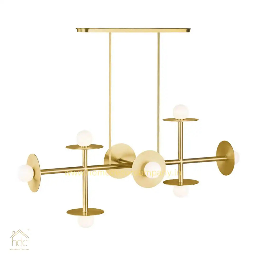 HDC Golden Metal Brass Ball Lighting Modern Hotel Dinning Room Decorative Hanging Pendant Lighting LED Linear Chandelier