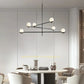 HDC Modern Glass Globe Chandelier Light Fixture 6-Light Pendant Linear Hanging Light Metal With Glass Ball Shade for Living Room
