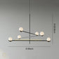 HDC Modern Glass Globe Chandelier Light Fixture 6-Light Pendant Linear Hanging Light Metal With Glass Ball Shade for Living Room