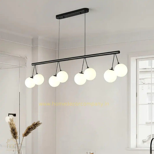 HDC Minimalist Luxury Long Metal 8 Glass Ball Chandelier For Living Room