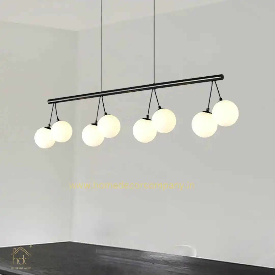 HDC Minimalist Luxury Long Metal 8 Glass Ball Chandelier For Living Room