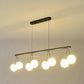 HDC Minimalist Luxury Long Metal 8 Glass Ball Chandelier For Living Room