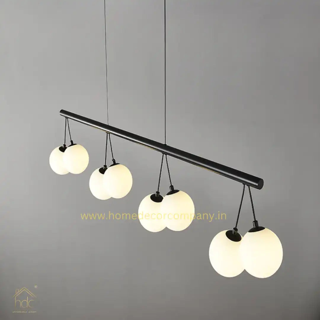 HDC Minimalist Luxury Long Metal 8 Glass Ball Chandelier For Living Room