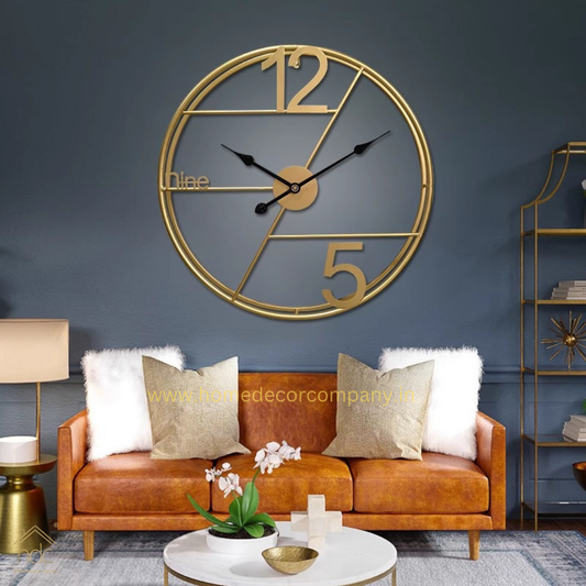Hdc Golden European Modern Wall Clock Colorful Metal Stereo Retro with Quartz Needle Creative Living Room