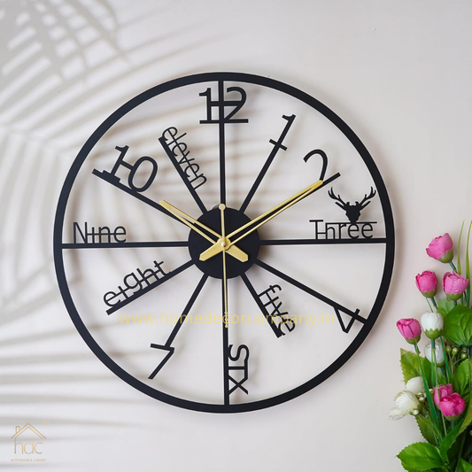 Hdc Antique Big Black Size Hanging Roman Number Watch for Living Room, Decorative Analog Wall Clock for Bedroom, Office