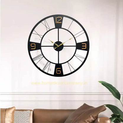 Hdc Black Metal Wall Clock for Living Room Stylish Latest Analog Clock – Silent Non-Ticking Acrylic Front – Multicolor Home Decor for Office, Kitchen & Bedroom