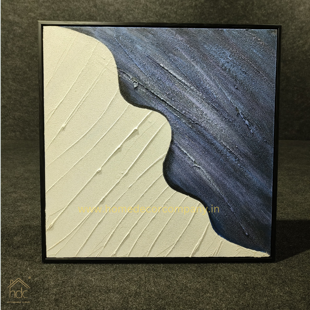 HDC Exclusive Hand Crafted Painting of Stone Blue and White Stroke Art Handmade Painting 60*60 cm - HDC Lights