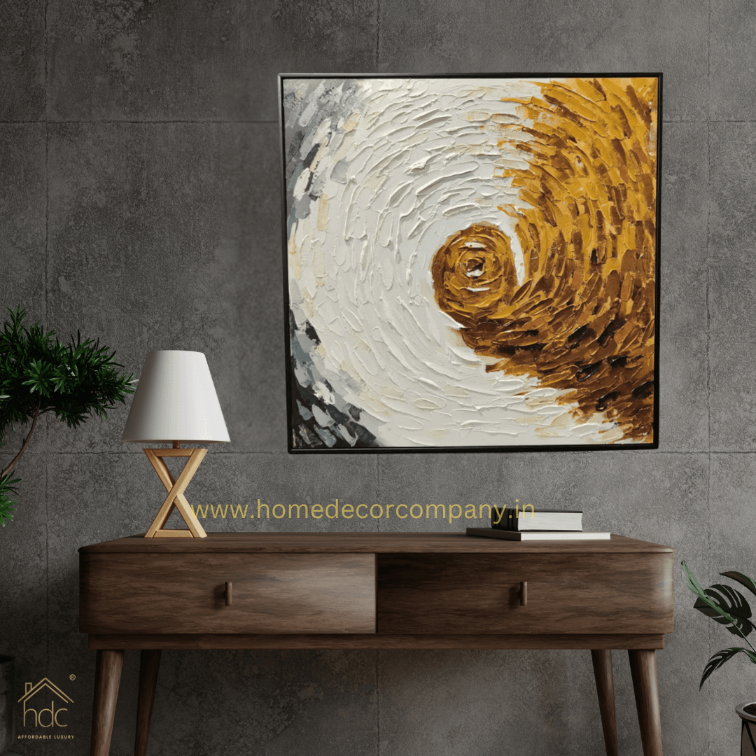 HDC Exclusive Hand Crafted Stunning Painting of a Spiral in Gold and White - HDC Lights