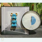 Hdc Modern Aesthetic Hand-Painted Clock Canvas Blue Teddy Bear Clock(Size:- Painting 60*60, clock 40*40Cm) - HDC Lights
