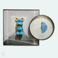Hdc Modern Aesthetic Hand-Painted Clock Canvas Blue Teddy Bear Clock(Size:- Painting 60*60, clock 40*40Cm) - HDC Lights