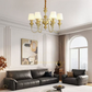 HDC 6 Light Frost Glass Brass Italian Chandelier Light for Dining Hall - Warm White