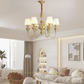 HDC 6 Light Frost Glass Brass Italian Chandelier Light for Dining Hall - Warm White