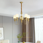 HDC 6 Light Frost Glass Brass Italian Chandelier Light for Dining Hall - Warm White