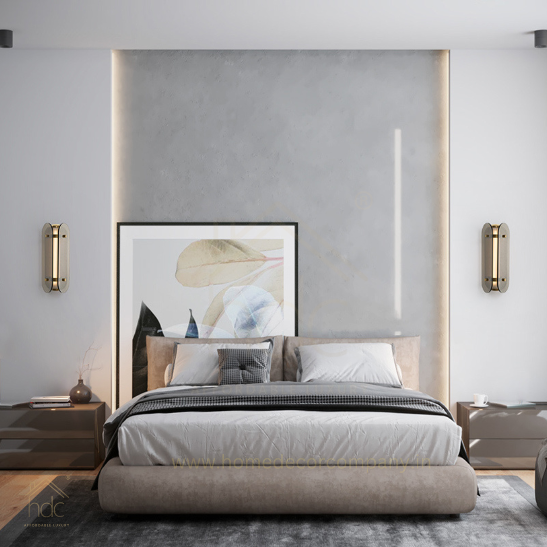 Hdc High-End  LED Glass Wall Lamp Modern Minimalist Metal With Arch Design Bedroom Wall Art Lights Smoke Soot