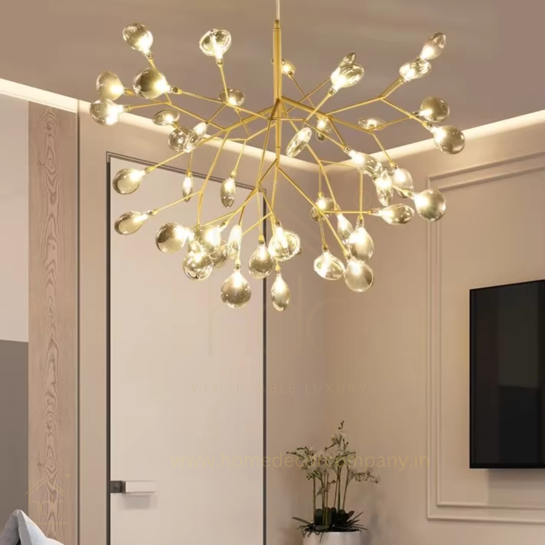 HDC Fireflies Chandeliers Ceiling Iron Indoor Lighting Smoke Gold LED Chandelier Pendant Lamp Hanging Light