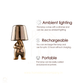 Hdc Little Golden/Silver Man Thinking Stylish  Nordic Golden Luxury Portable LED Desk Lamp Cafe Bar Restaurant Home Decoration Night Light