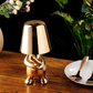 Hdc Little Golden/Silver Man Thinking Stylish  Nordic Golden Luxury Portable LED Desk Lamp Cafe Bar Restaurant Home Decoration Night Light