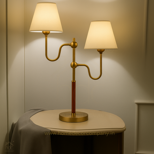 Hdc American Simple Decorative Table Lamp with 2 Lamps for Living Room Sofa Side Table Lamp