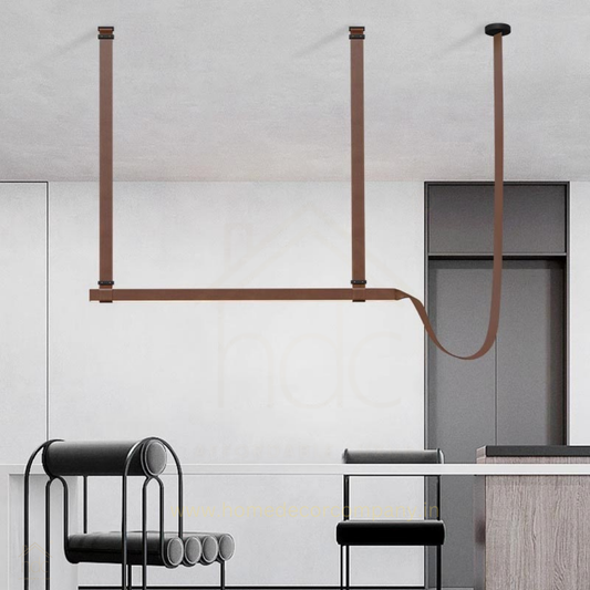 HDC Morden Minimalist Leather Belt Chandeliers Pendant Lights Led Pendant Light Art Decoration Chandeliers for Hotel