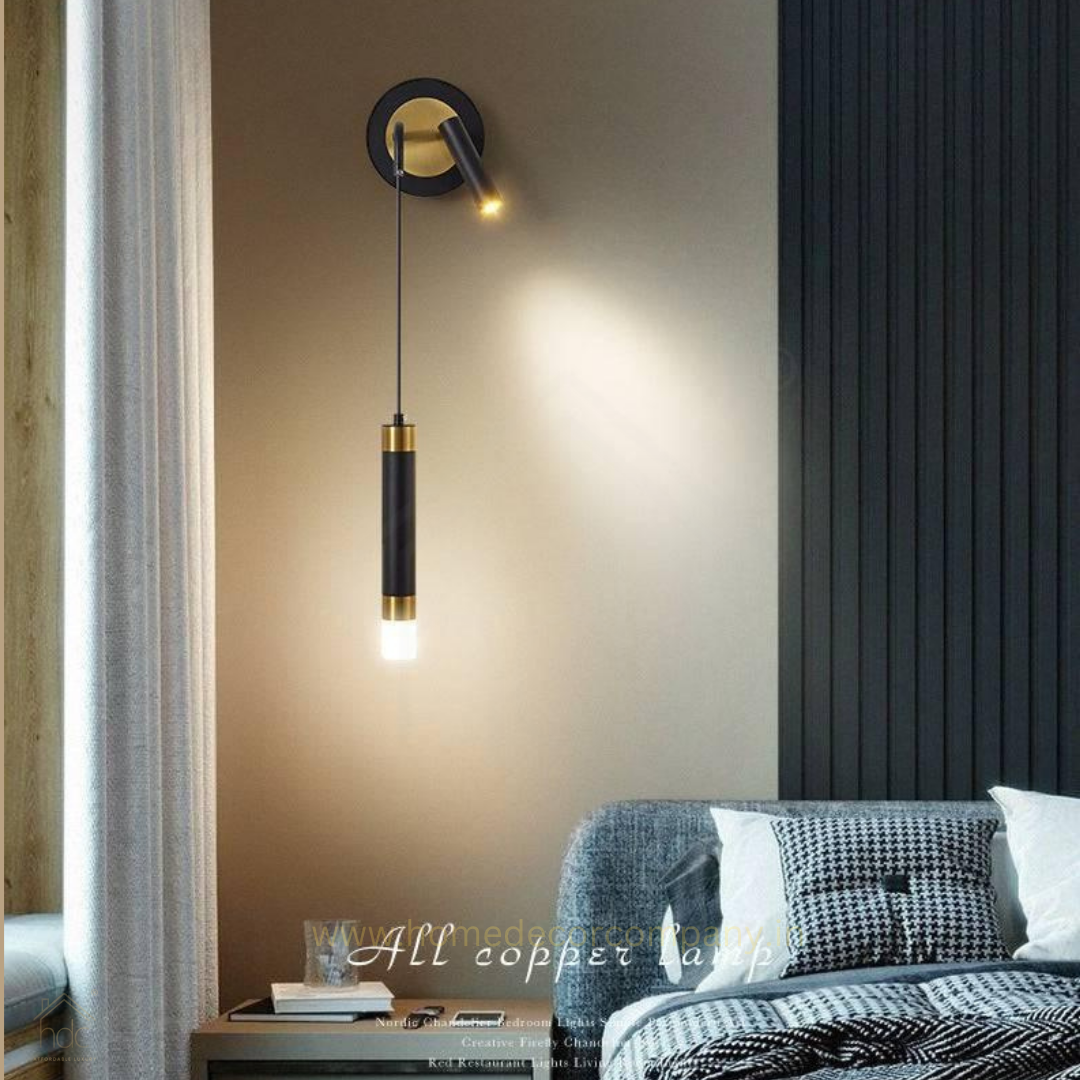Hdc Modern Long Black Gold LED Wall Lamp with Spot for Bedside Bathroom Mirror Light- Warm White